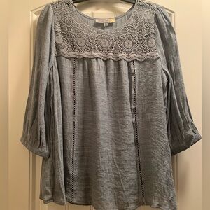 Figuero & flower 3/4 sleeve crochet top.